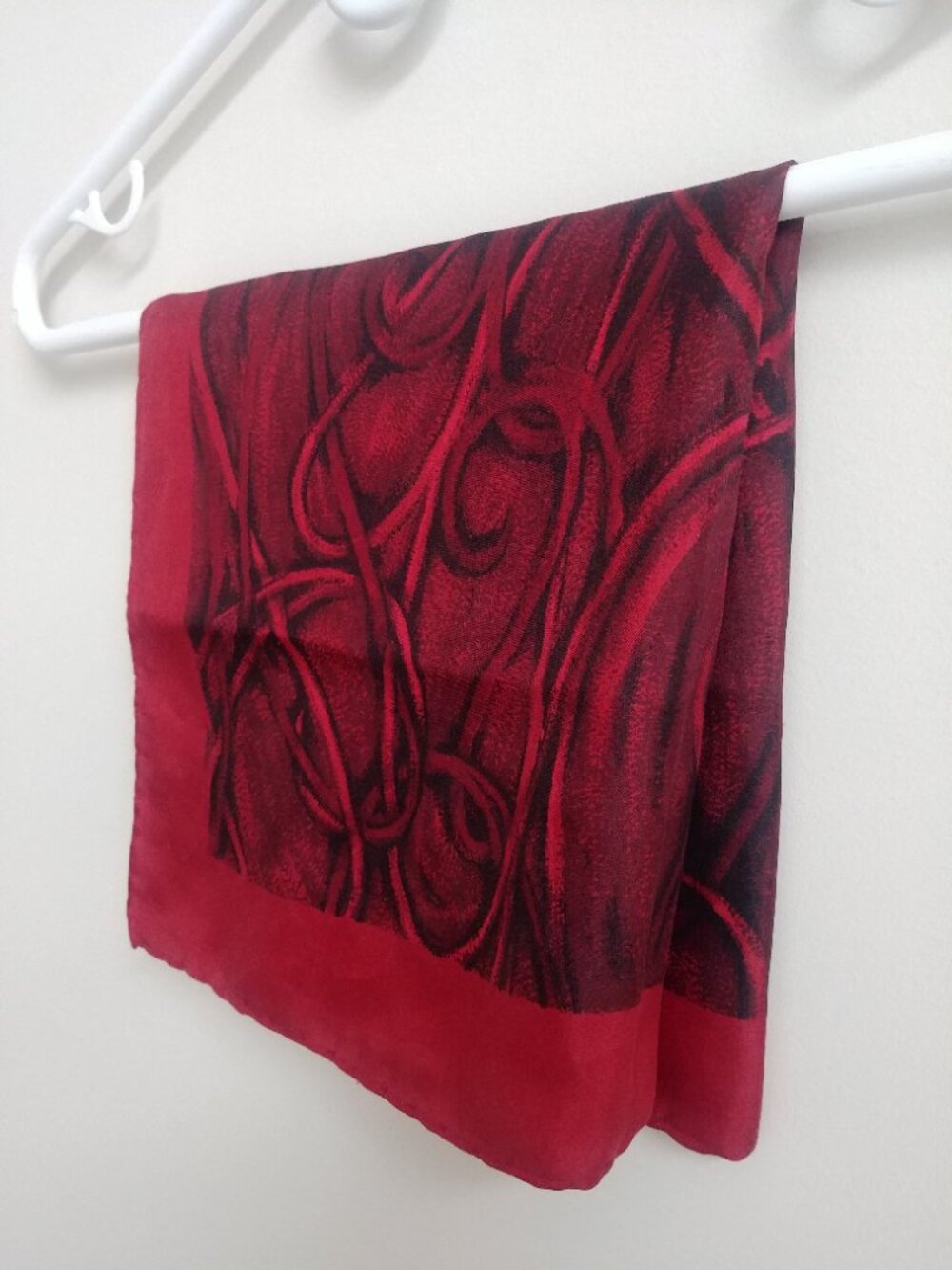 Men's 100% silk hand rolled made in Italy red pocket square by Renoir